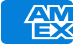 American Express logo with blue background and white text.